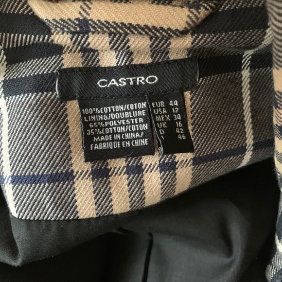 Plaid double breasted trench coat jacket size 12 - Picture 7 of 7